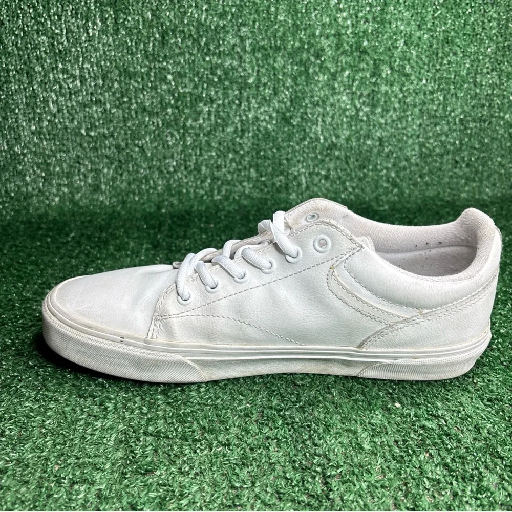 Vans Leather Trainers Triple White Skate Sport Shoes Mens Size‎ 9.5